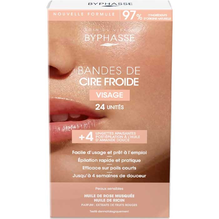 Bandes de cire froide - Visage & zones délicates - Peaux sensibles - 3 x 24 bandes