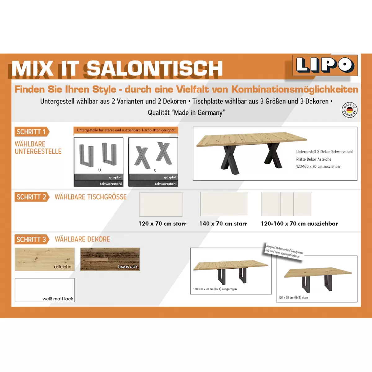 Salontisch Mix It schwarz,Eiche