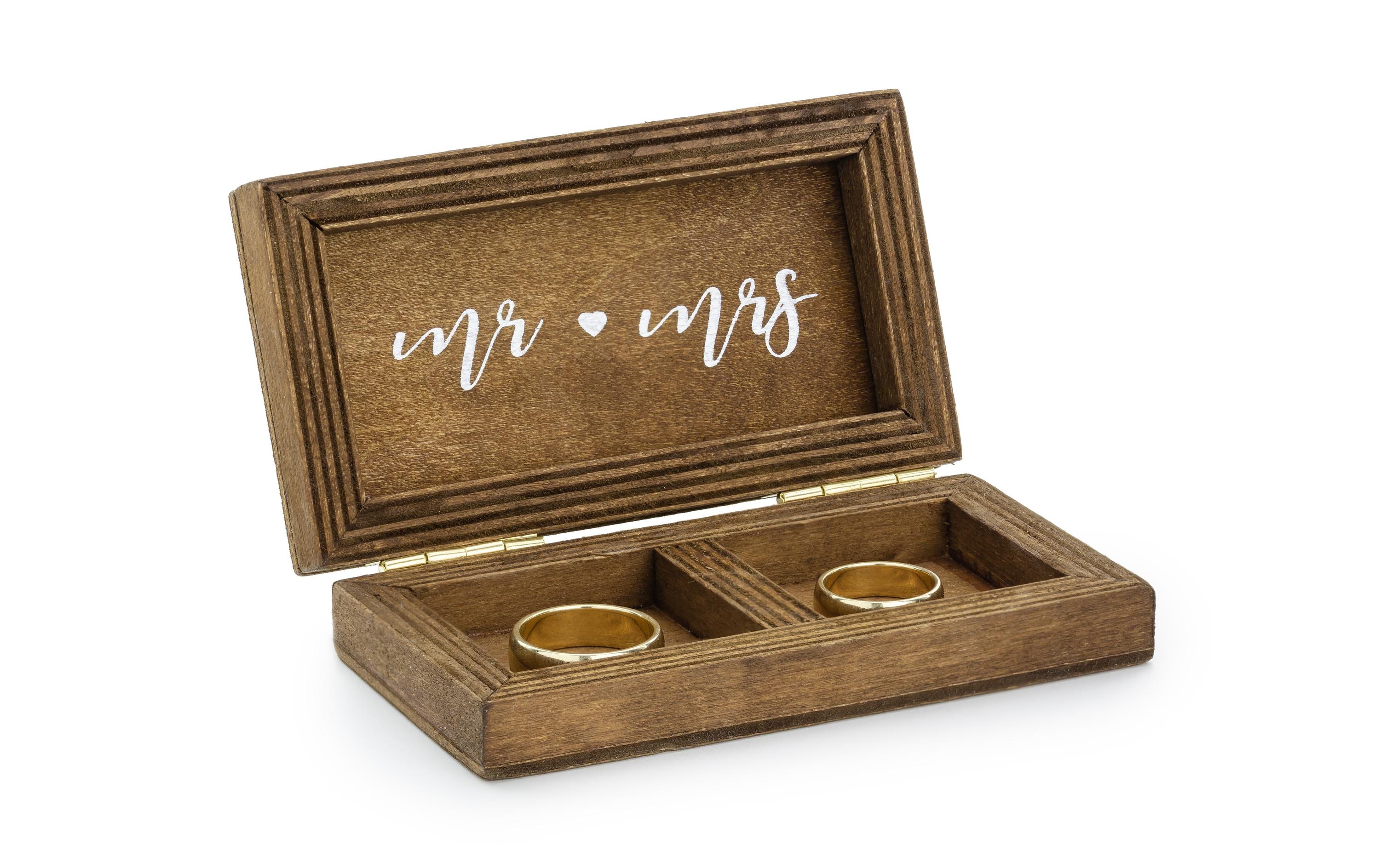 Hochzeitsaccessoire Ring Box Hochzeit 10 x 5.5 x 2 cm, BraunRingträger Kiste für den Ehering von der Braut und dem Bräutigam