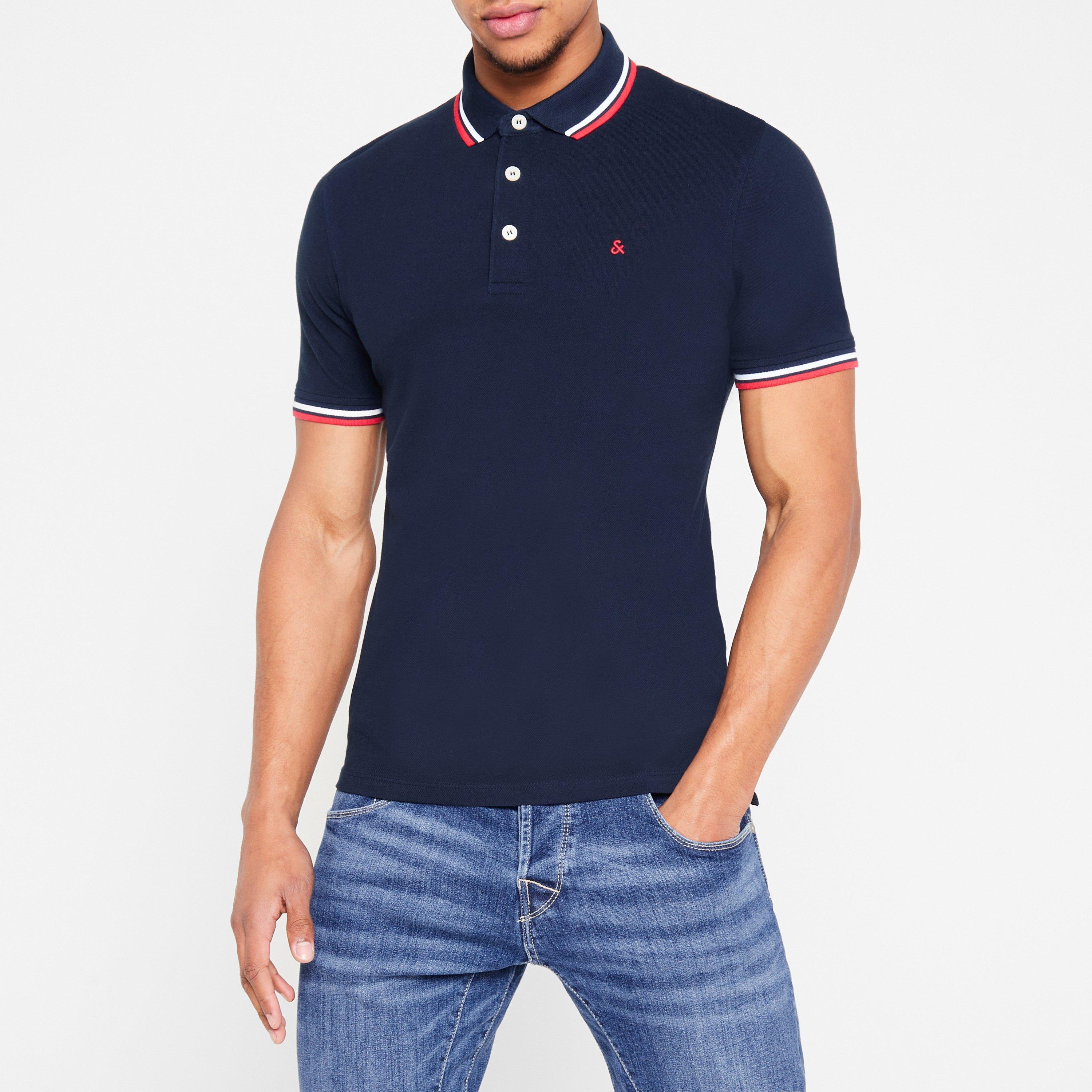 Jack and Jones Paulos Tipped Pique Short Sleeve Polo Shirt