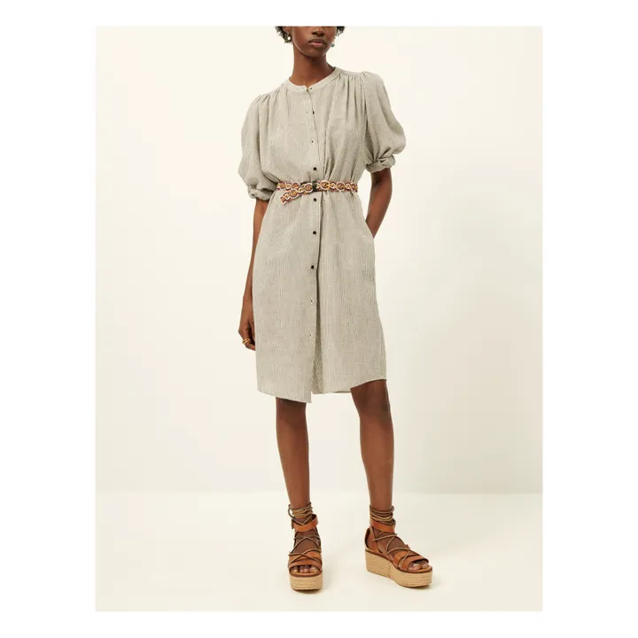 Sessùn Robe Mercadel Rayures Coton Bio | Noir