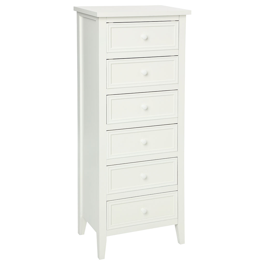 Chiffonnier CHARME 6 tiroirs blanc 45x113x30cm