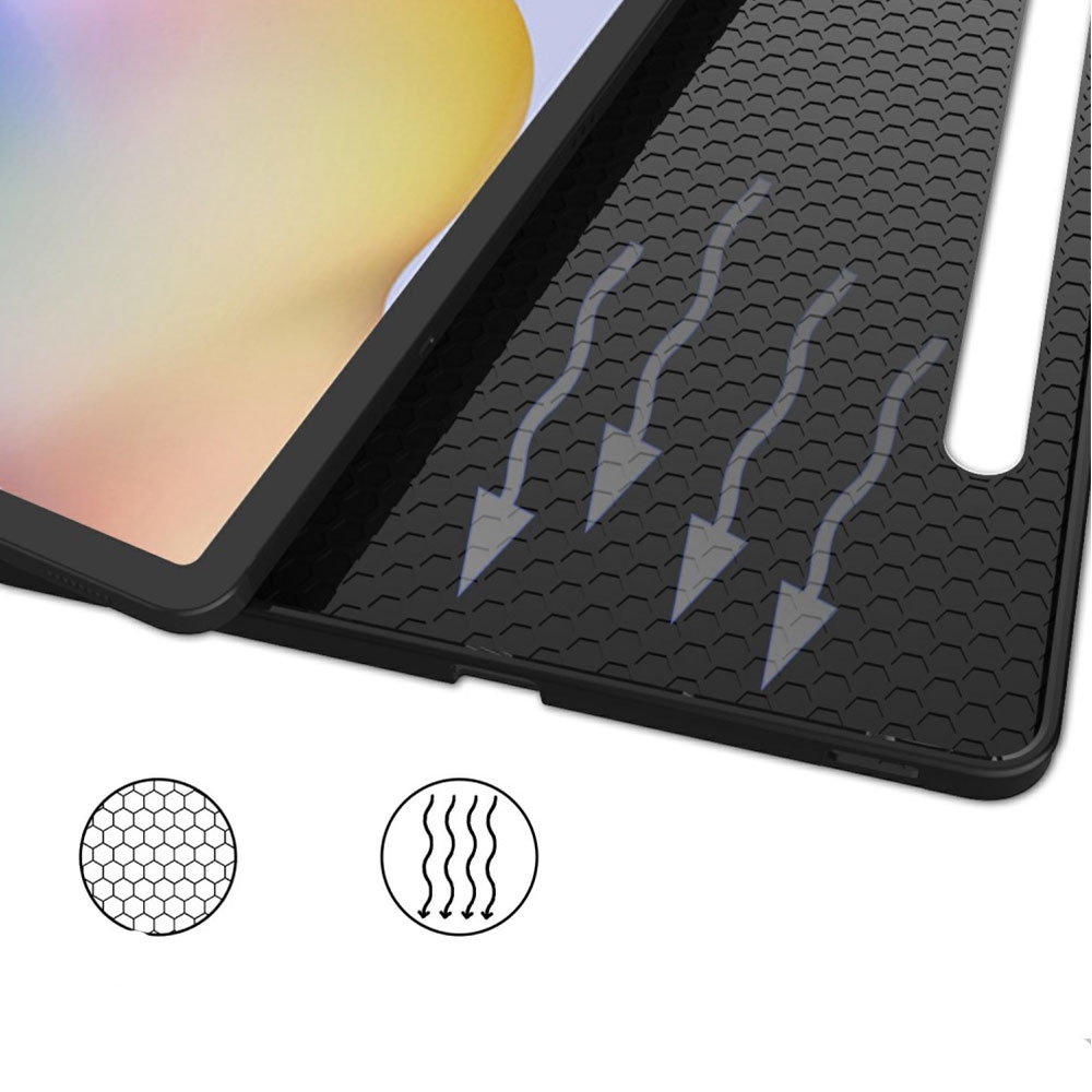 Samsung Galaxy Tab S8 / Tab S7 Flipcase Hülle Ledertasche mit Aufstellfunktion Litchi Look   S-Pen Halterung - Schwarz