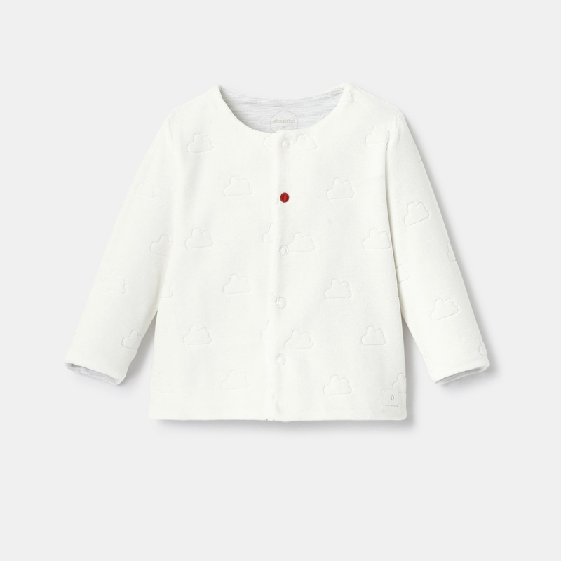 Gilet réversible en velours et jersey de coton blanc naissance Absorba
