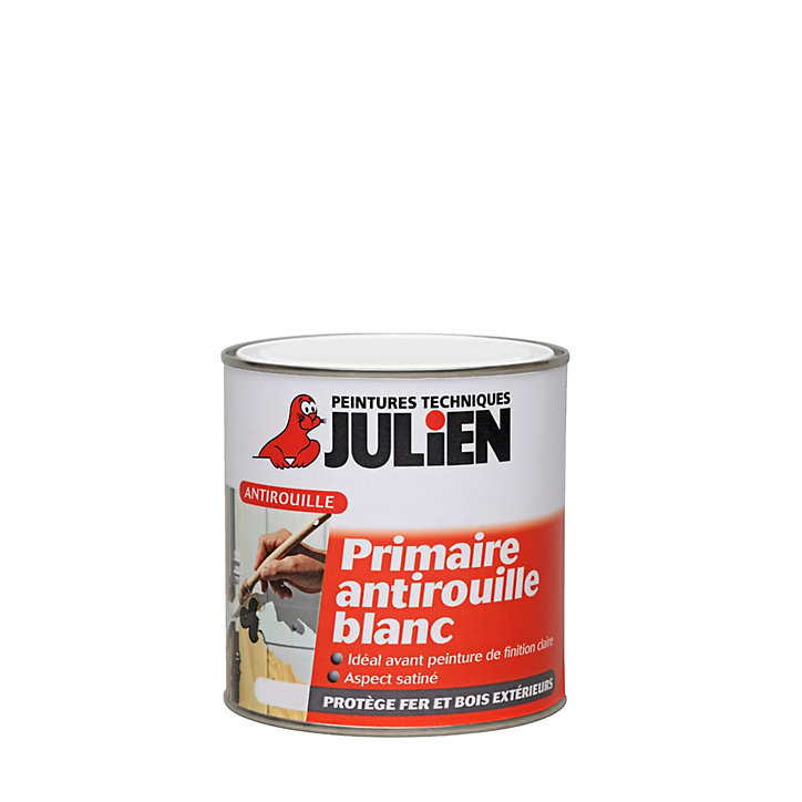 Peinture extérieure primaire antirouille Julien satin blanc 250ml