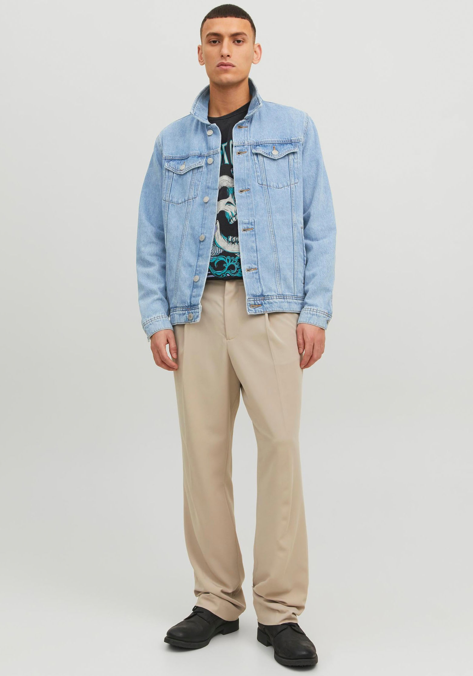 Jack & Jones Jeansjacke »JJIJEAN  Denimjacke, ideal für Frühling, mit Knopfleiste und Taschen« Abriebeffekte, modisch, regular fit, Baumwolle