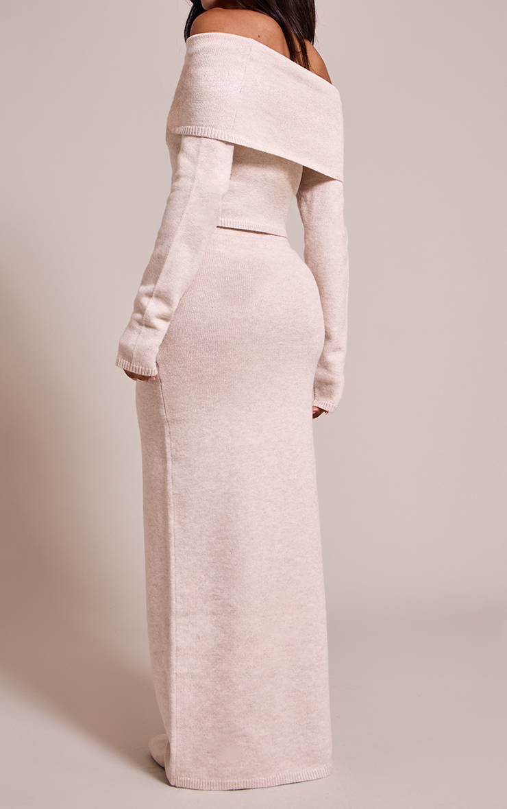 Beige Jupe Longue Côtelée En Maille Douce Petite