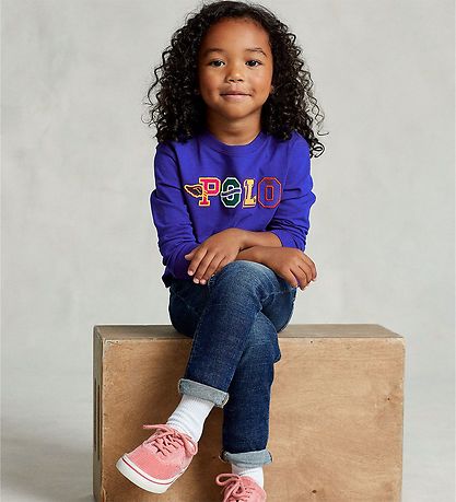 Polo Ralph Lauren Bluse - Cropped - Blau m. Text