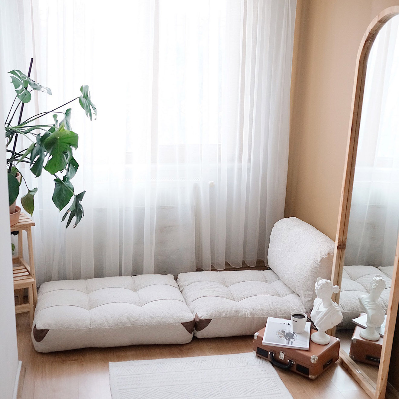Atelier del Sofa Chauffeuse convertible Fold crème - 80x70x60 cm