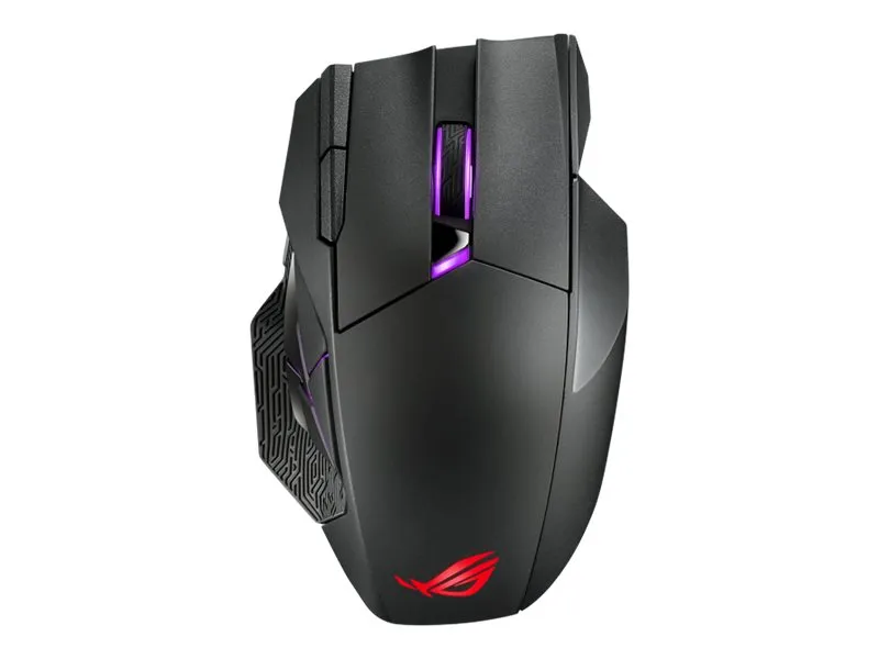 ASUS ROG Spatha X - Mus - højrehåndet - optisk - 12 knapper - trådløs, kablet - USB, 2.4 GHz - sort