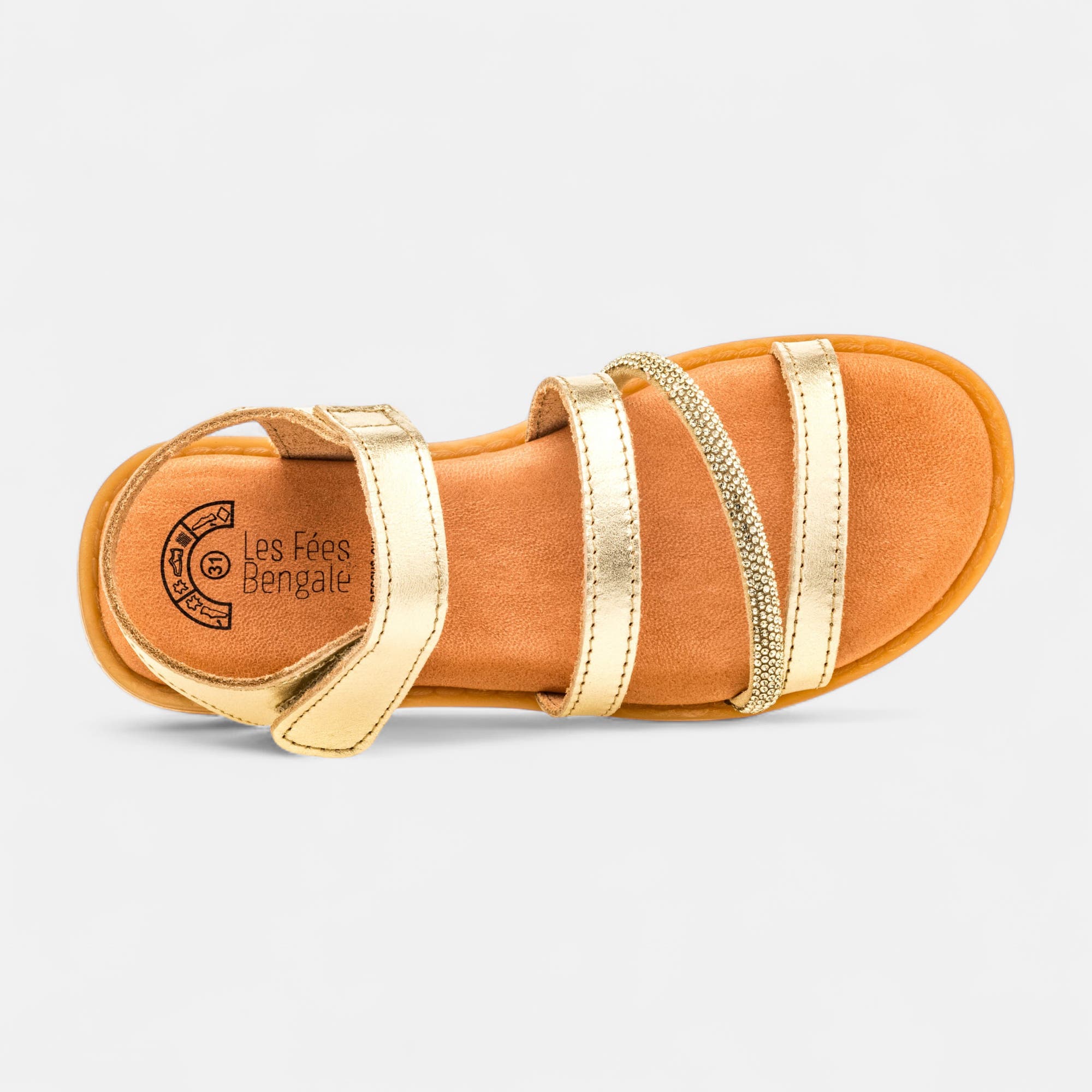 Nu-pieds Fille en cuir or