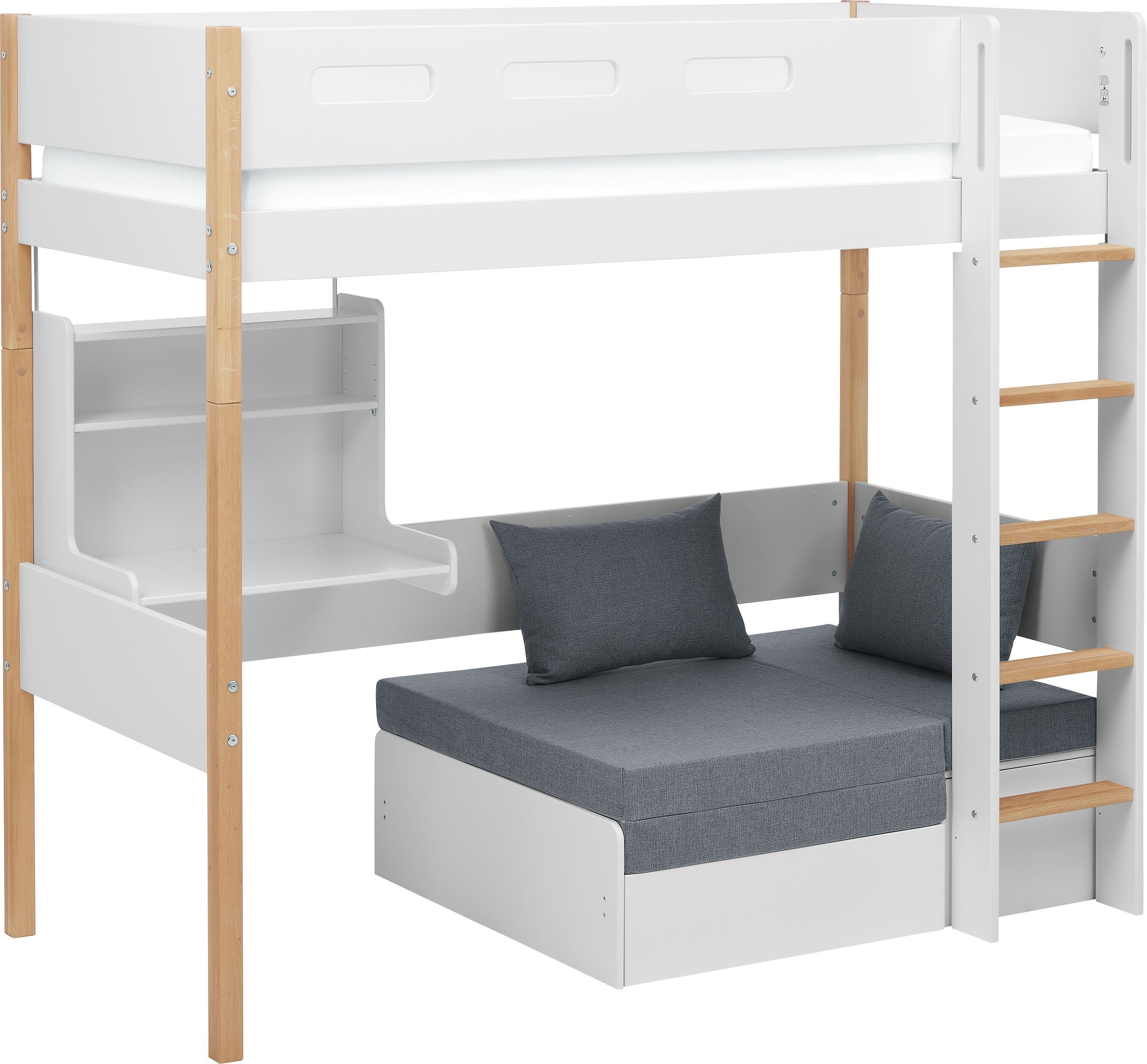 Flexa NOR Hochbett - Eiche / B: 109.0 cm x T: 210.0 cm x H: 185.0 cm