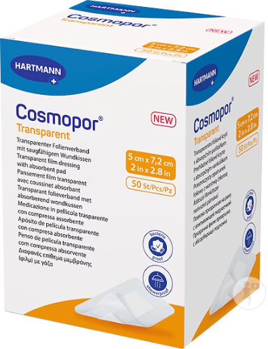 Hartmann Cosmopor Transparent Pansement Avec Coussinet Absorbant 5x7,2cm 50 Pièces