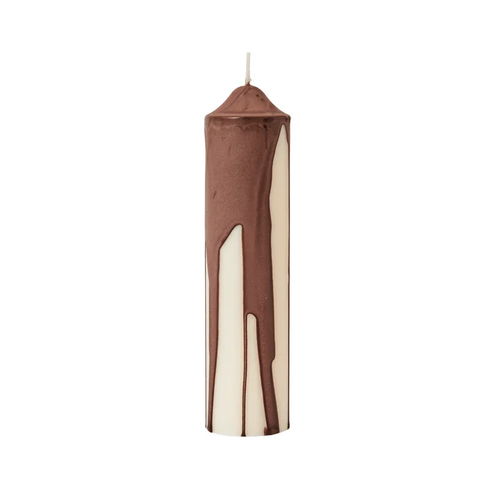 Ferm Living - Dryp Blockkerze, H 20 cm, weiss / dunkle schokolade