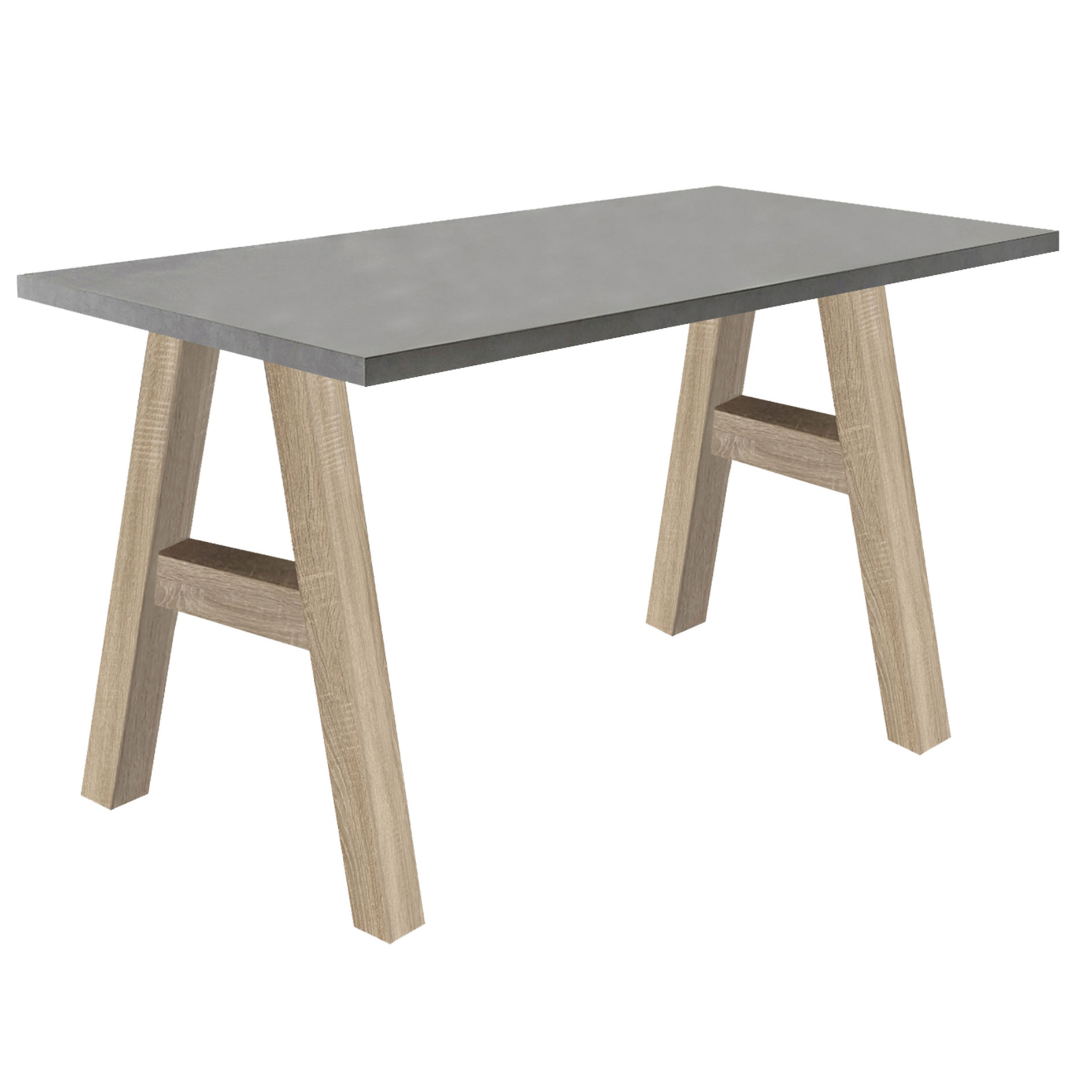 Schreibtisch - Graphitoptik-Eiche sägerau - A-Gestell - 120 cm