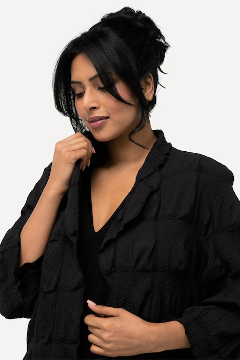 Jacke, 3D Struktur, A-Linie, V-Ausschnitt, 3/4-Arm