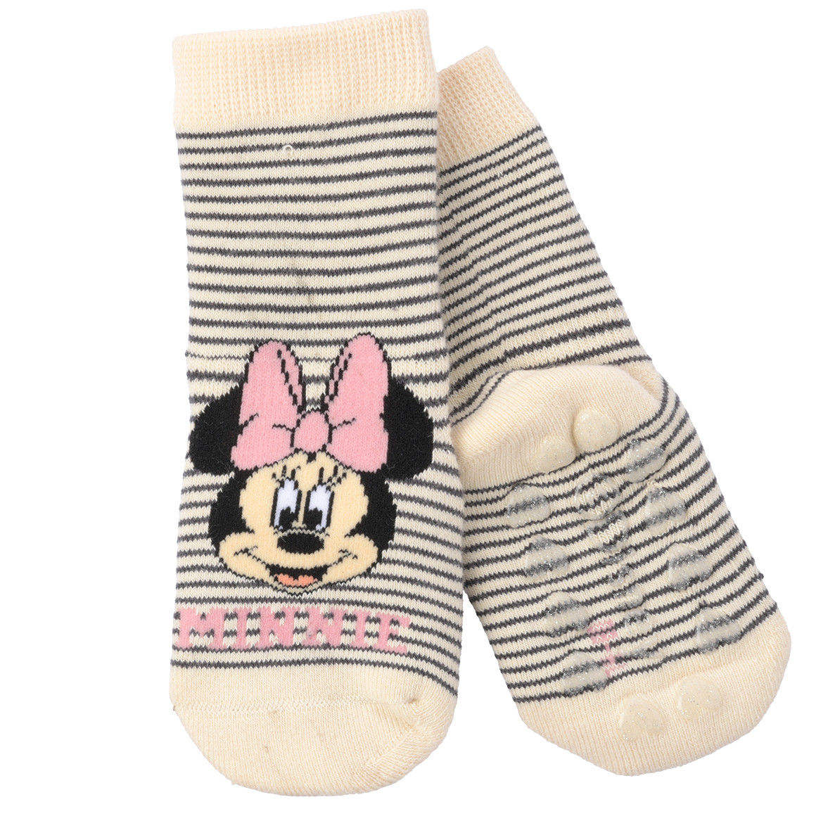 Topomini 3 Paar Minnie Maus Frottee-Socken im Set rosa / creme / dunkelgrau