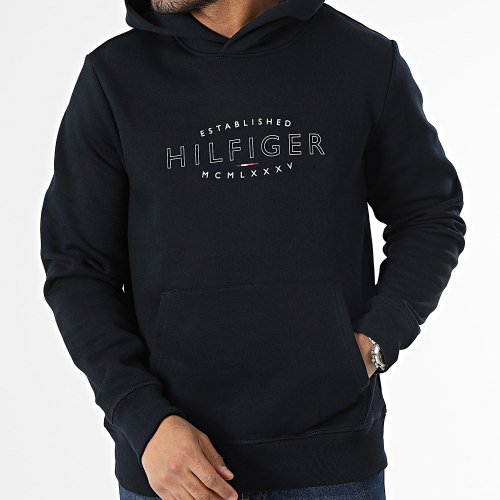 Sweat Capuche Hilfiger Curve Logo 0013 Bleu Marine