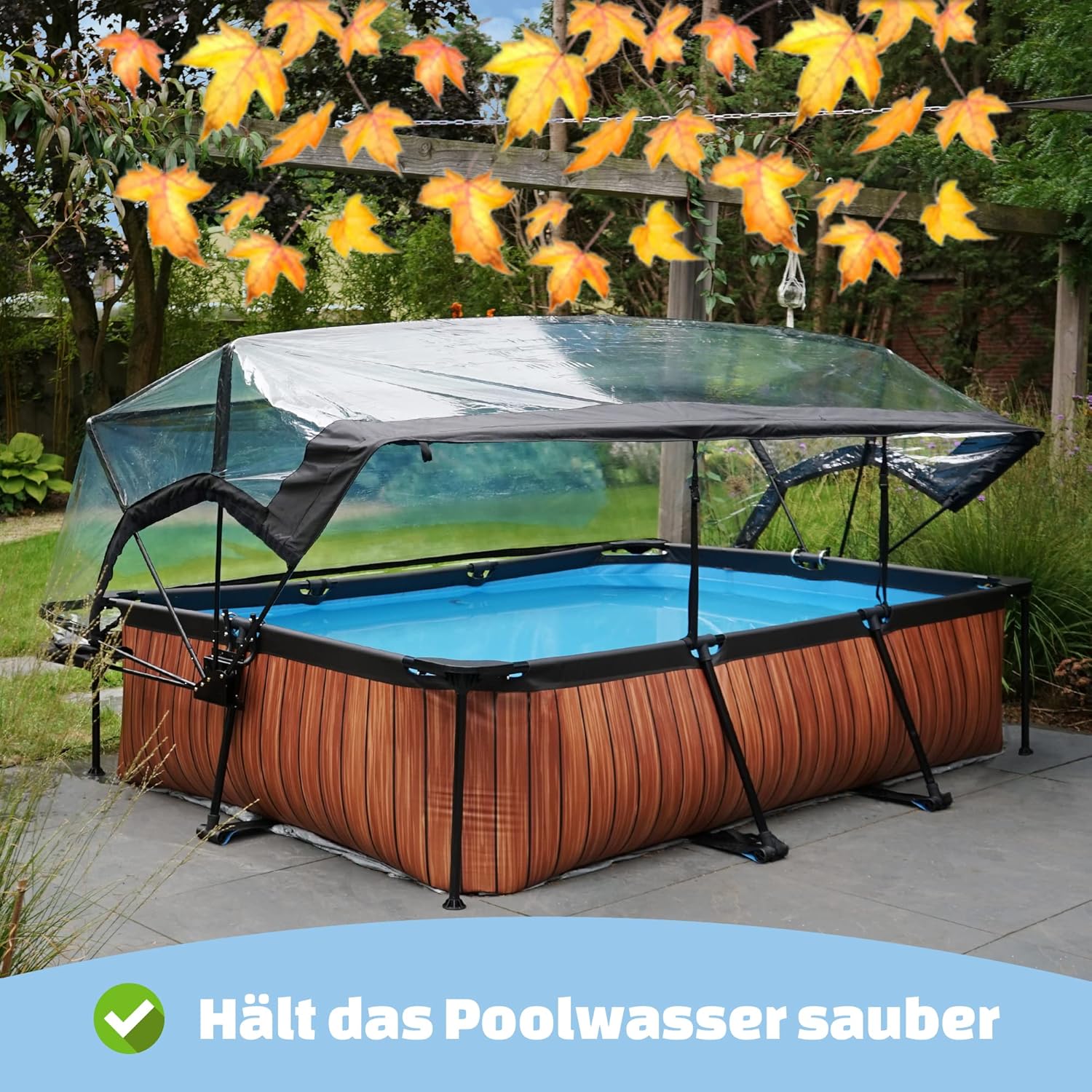 EXIT Toys Poolabdeckung 300x200cm - Universell für Rechteckige Pools - Hält Wasser Warm und Sauber - Einfache Montage - Robuste, Hochwertige Konstruktion - Geeignet für EXIT Pools und Andere Modelle