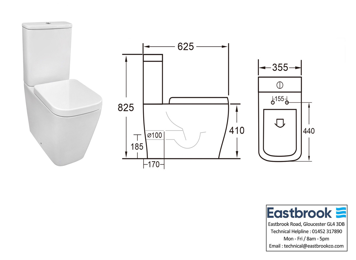 Eastbrook Sudbury randloze toiletpot met vortex spoeling wit glans