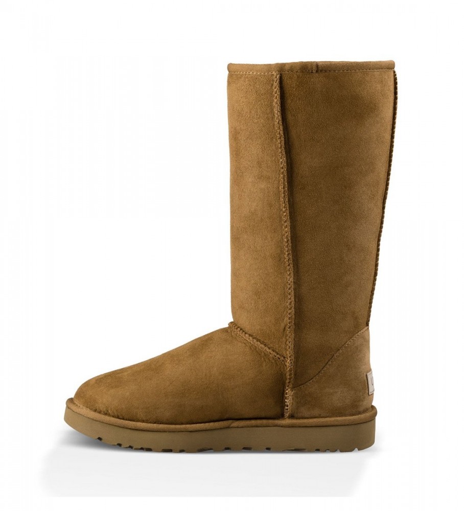 Botas UGG Classic Tall II de couro marrom para mulheres