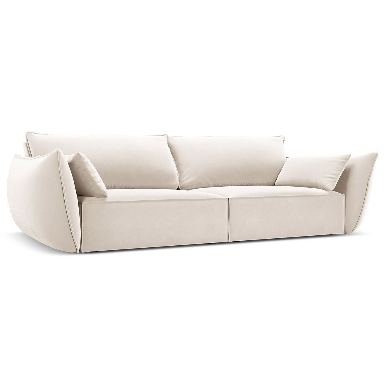 Mazzini Sofas Canapé Velours Vanda 3 Places beige clair - 208x100x85 cm