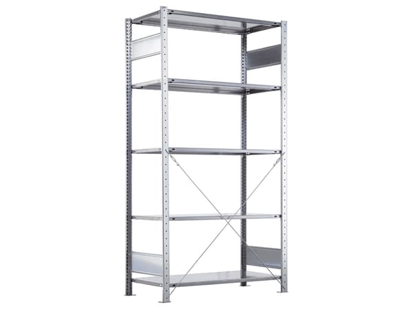 Startsektion Boltless lagerreol, rygkryds 2000x1300x400 250 kg/hylde