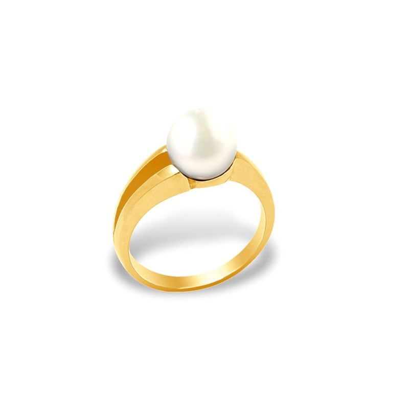 Bague Perle de Culture Blanche et Or jaune 375/1000