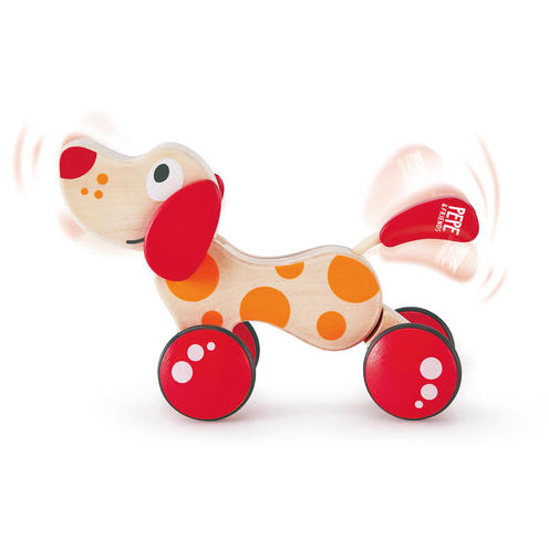 Chien Puppy à tirer Bois et rouge - HAPE
