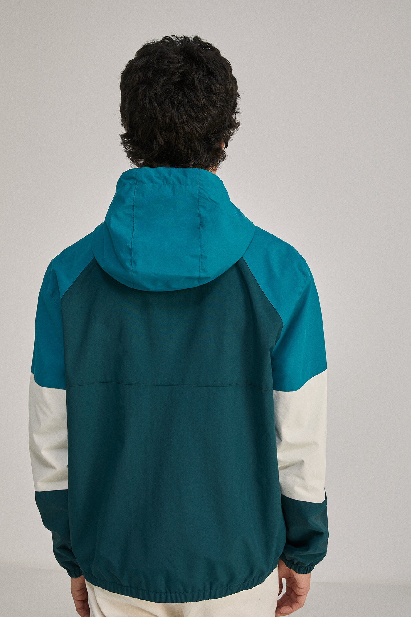 Parka em blocos de cores - azul