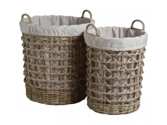 Panier à linge en poelet gris (Lot de 2)