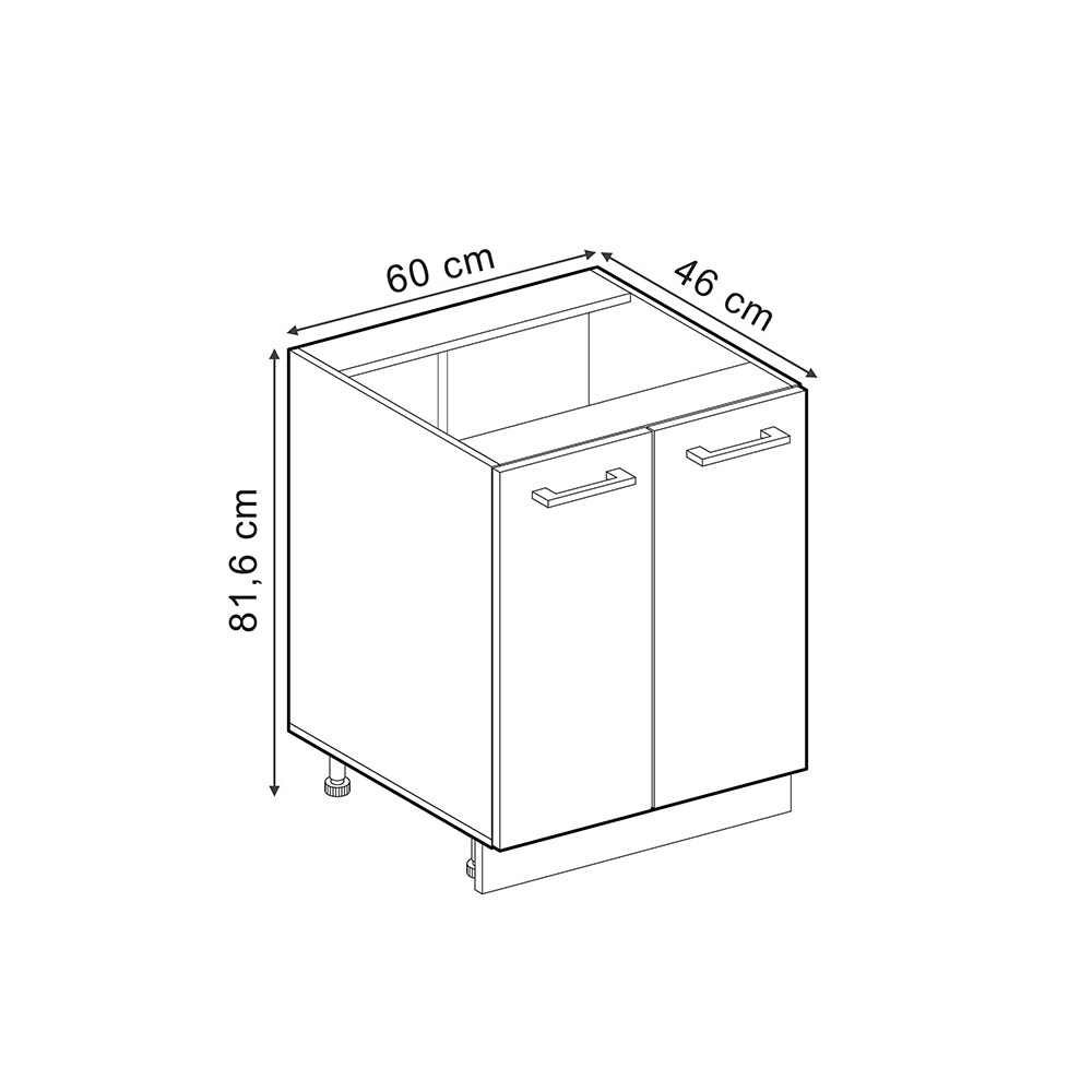 Vicco Unterschrank R-Line Schwarz Beton Eiche 60 cm mit Arbeitsplatte Anthrazit