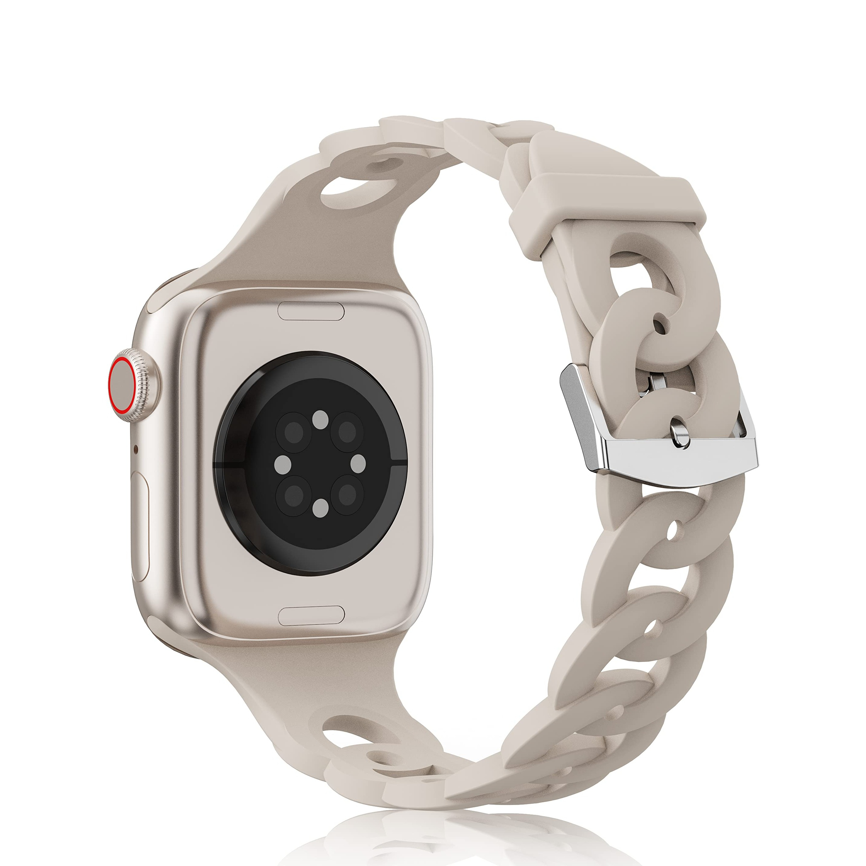 Apple Watch (49/46/45/44 mm) Silikon Sport Armband im Loop Design (Gelenkumfang: 165-210mm) - Beige