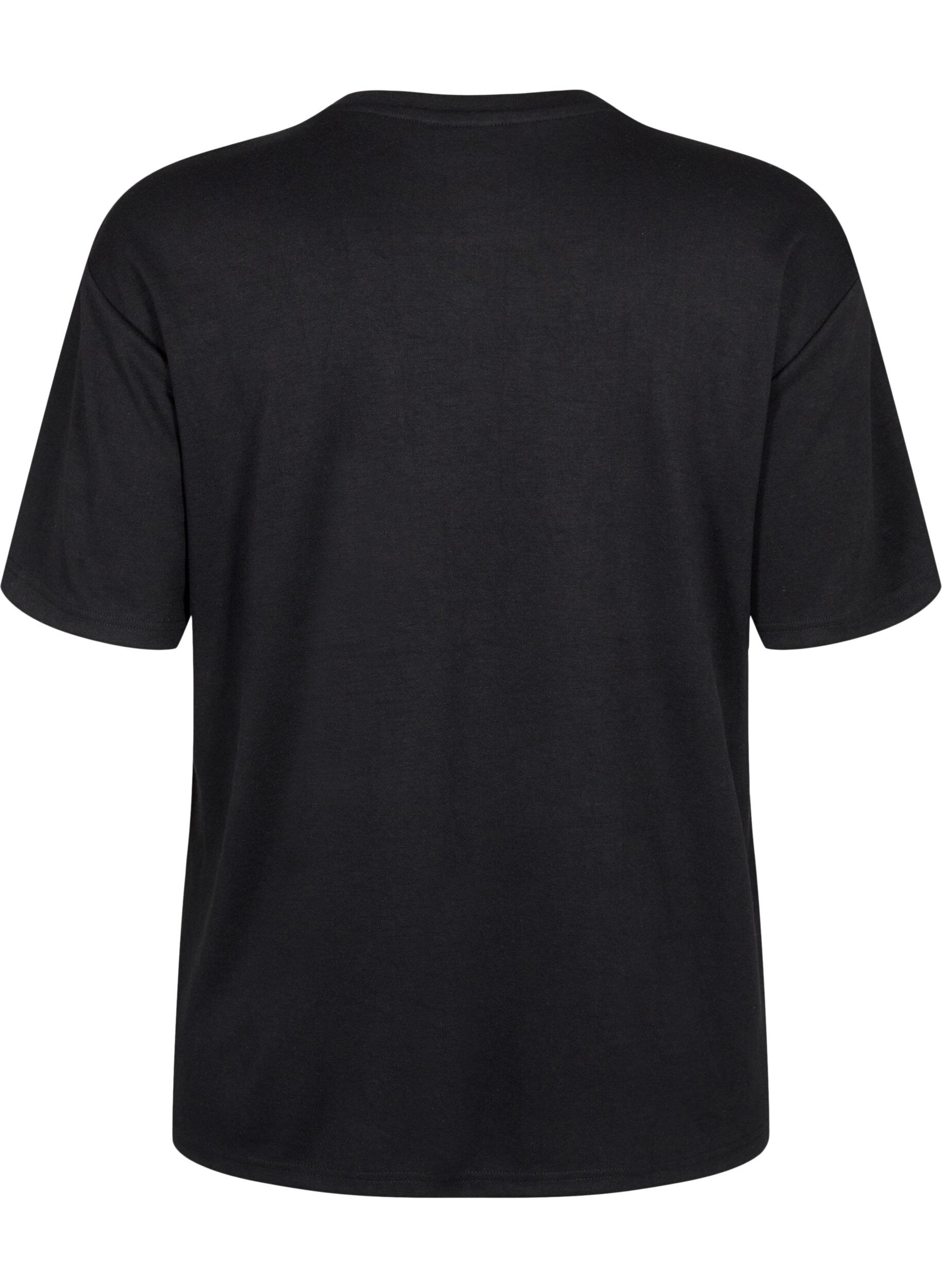 T-shirt med rhinsten og rund hals