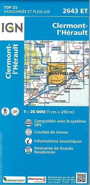 IGN - TOP25 2643ET CLERMONT L HERAULT 1 25 000