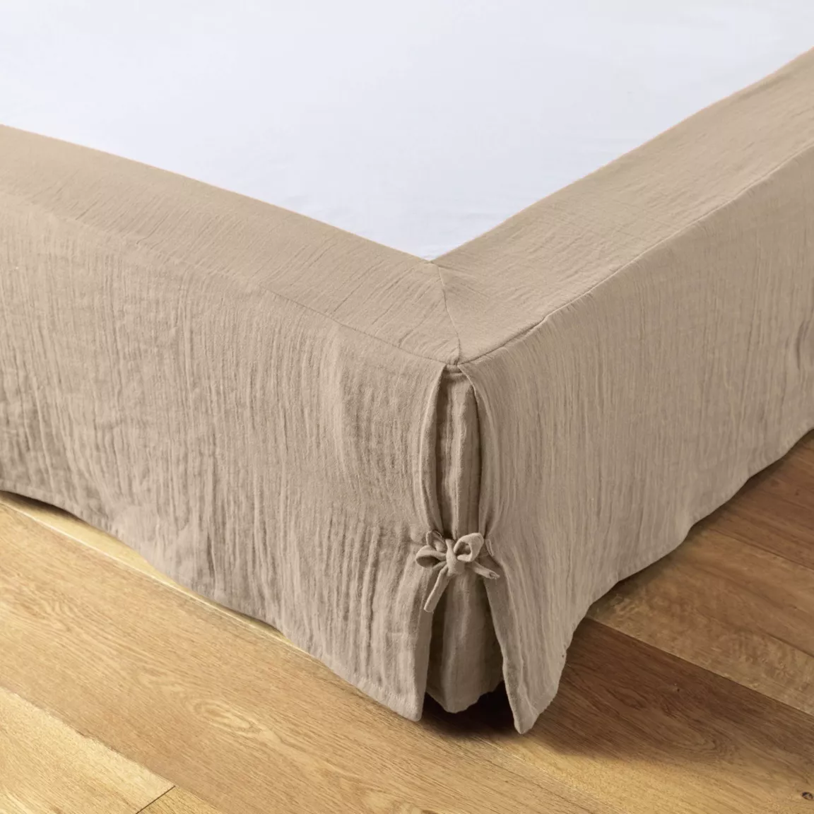 Cache-sommier Gaze de coton (160 x 200 cm) Gaïa Ficelle