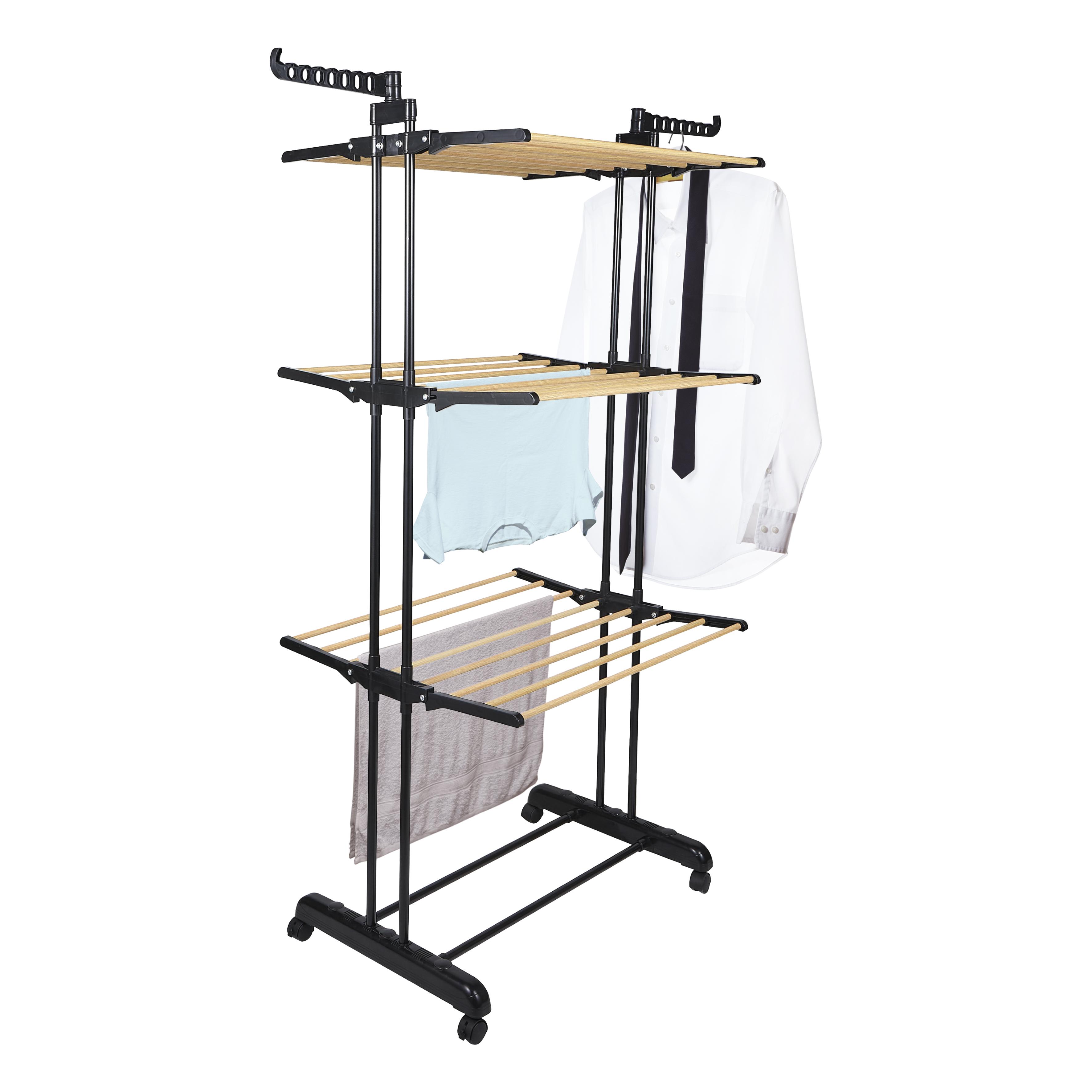 ETENDOIR EFFET BOIS 3 ETAGES 73X64X173CM