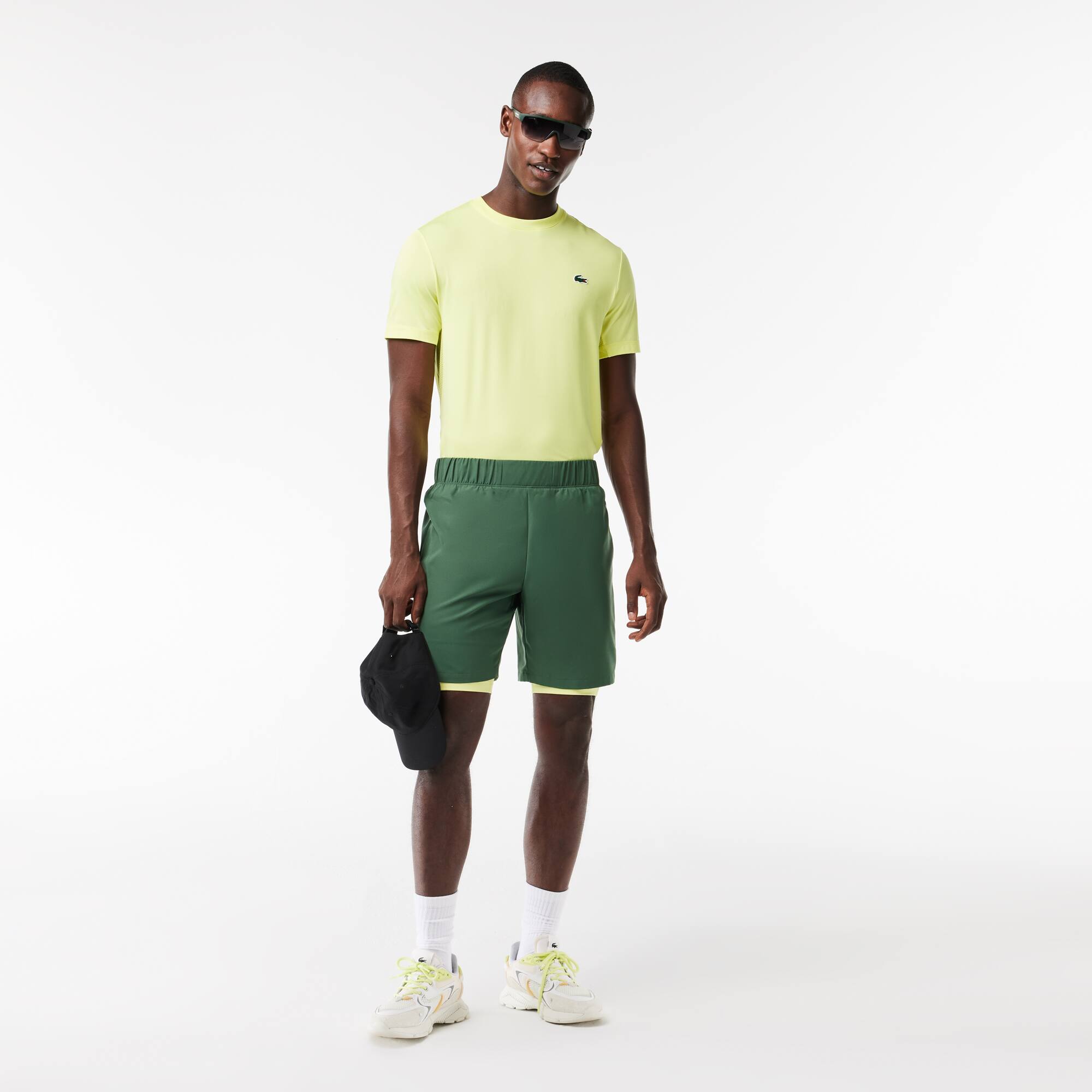 Herren LACOSTE SPORT zweifarbige Shorts mit eingebauten Untershorts Bermudas - Grün - Lacoste - Herren