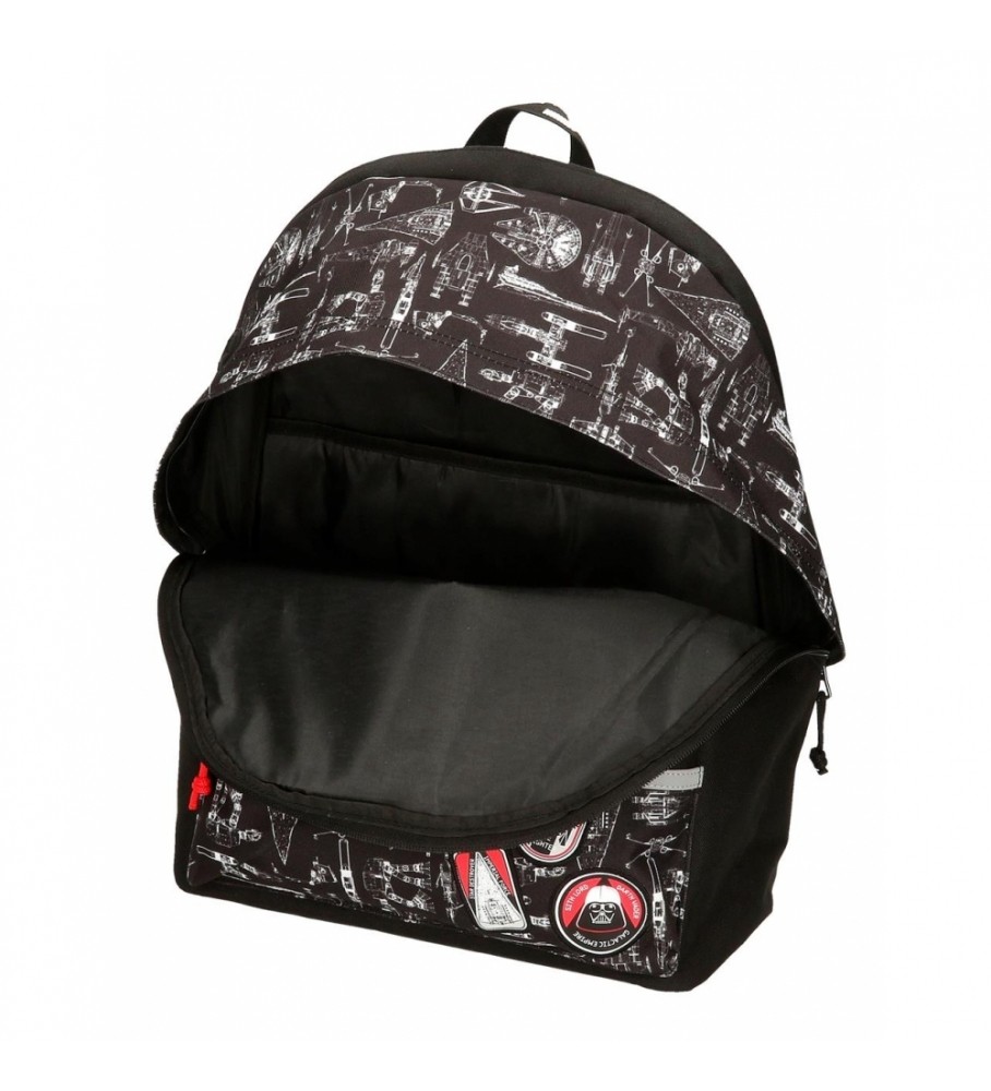 Mochila escolar Joumma Bags Star Wars Space Mission de 44 cm com compartimento para laptop e rodinhas, preta.