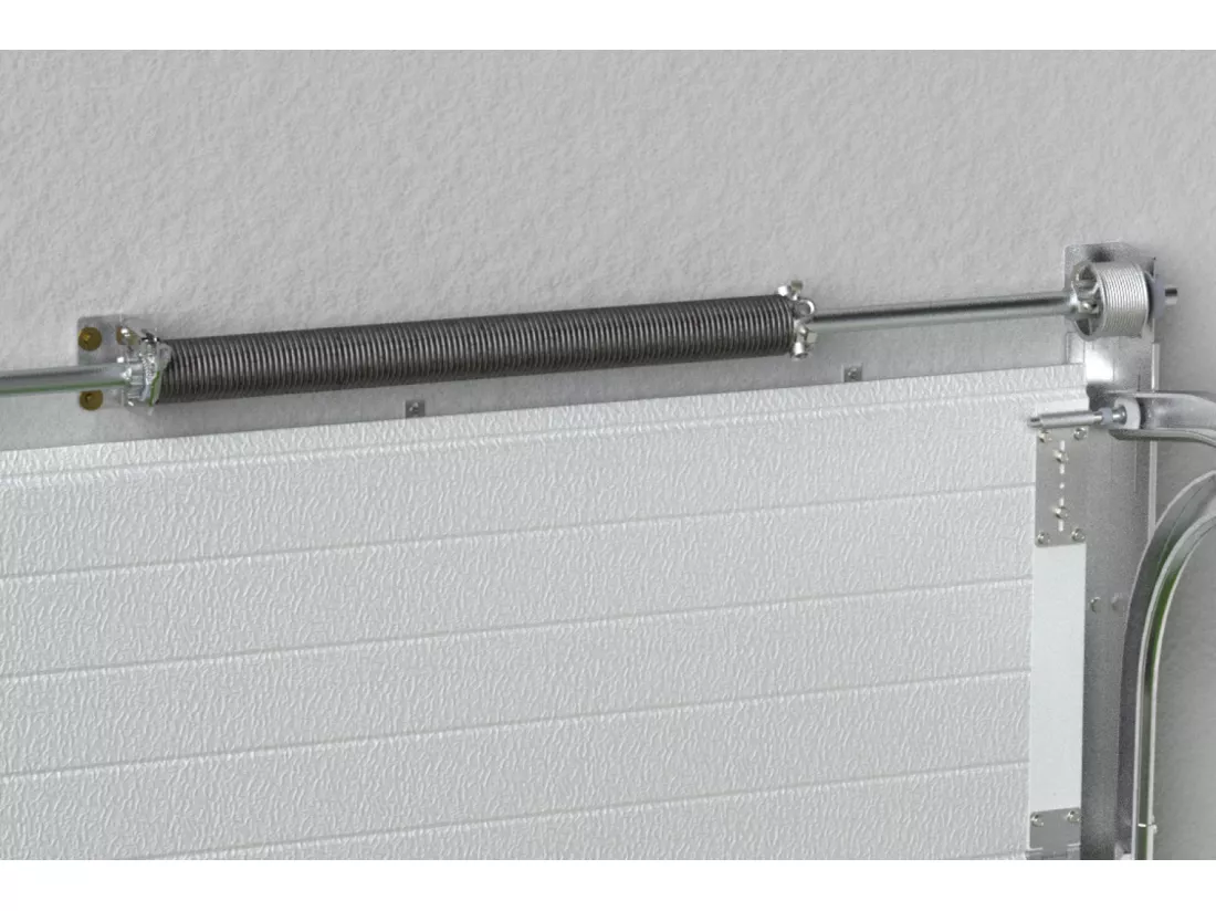 Porte de garage sectionnelle effet rainuré blanc avec moteur Somfy L254 x H218 cm - NORIA