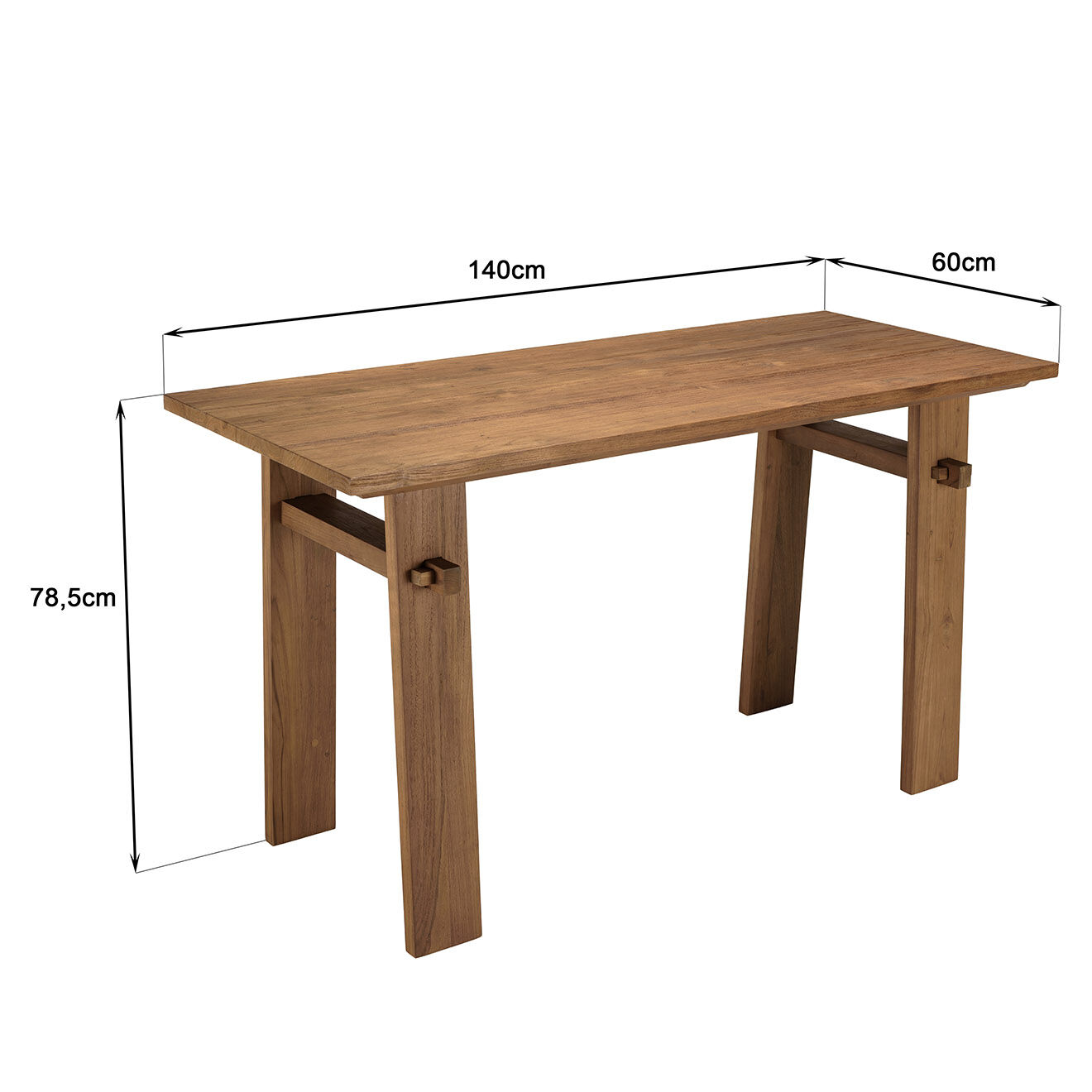 Macabane Bureau en bois de teck recyclé Sixtine bois - 140x60x78.5 cm