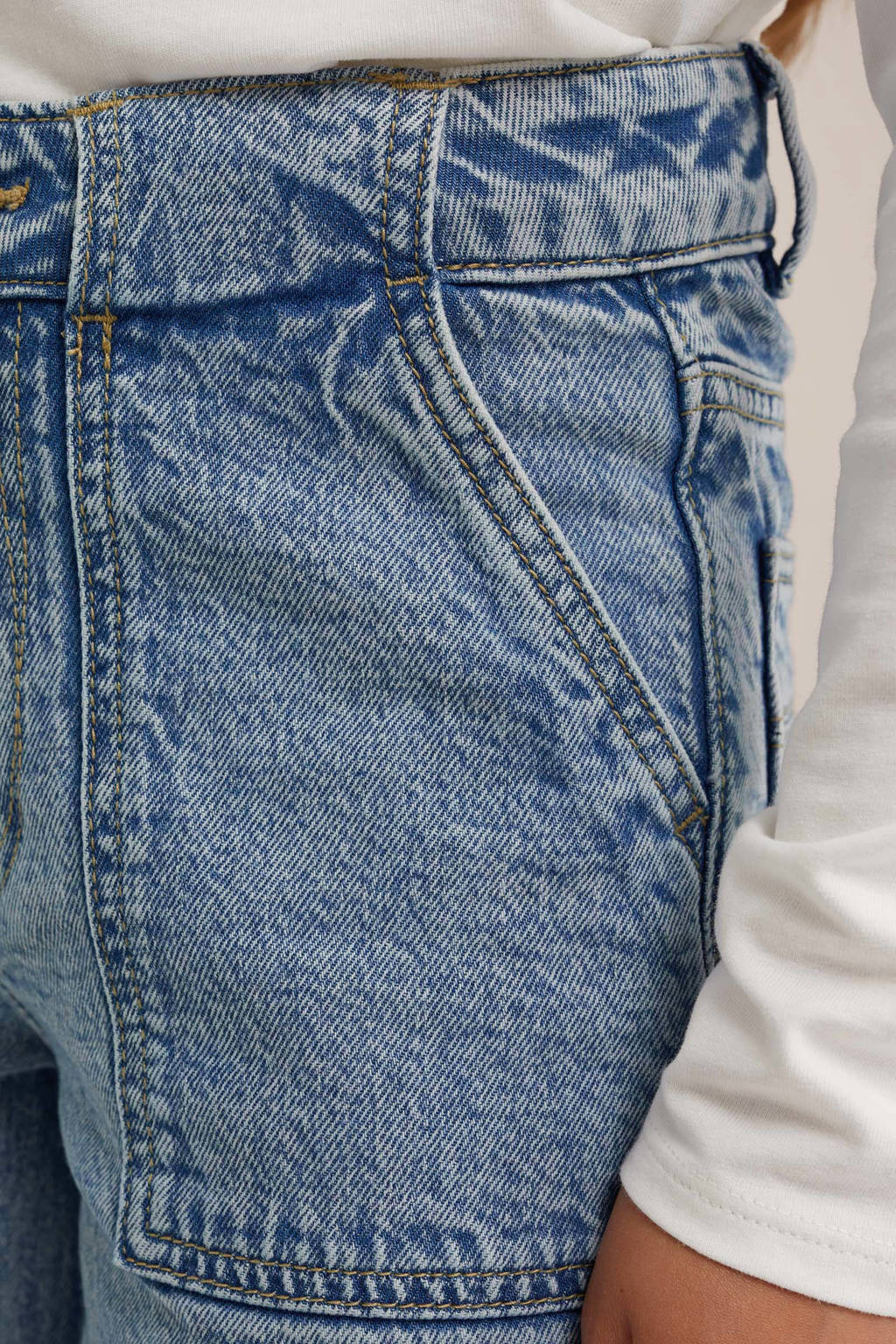 WE Fashion high waist wide leg jeans marbled blue denim