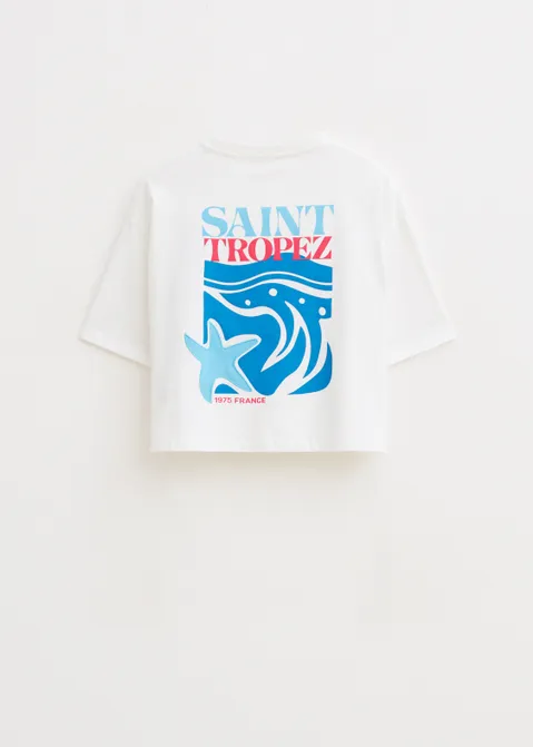 T-shirt met print Saint Tropez wit (WIT)