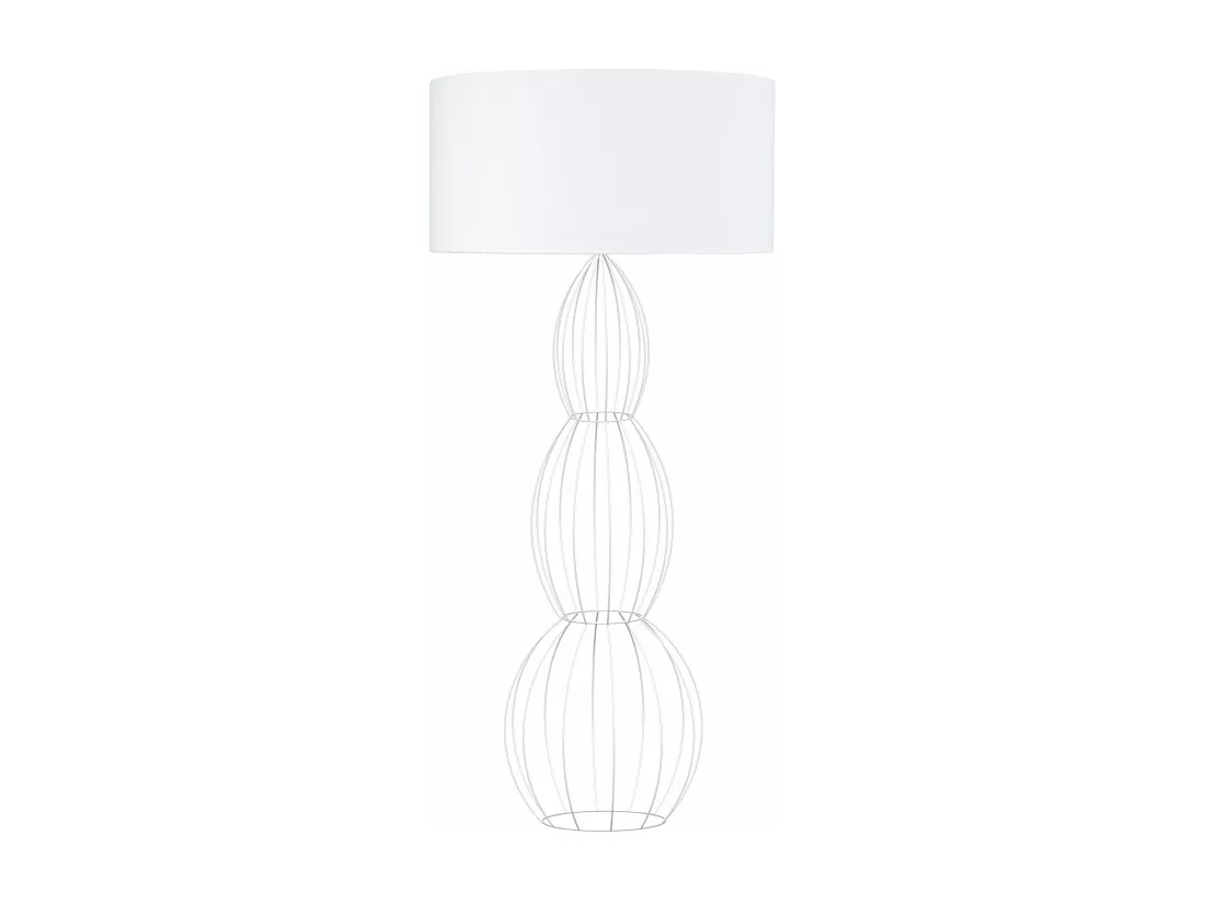 Lampadaire colonne métal ivoire 155 cm.