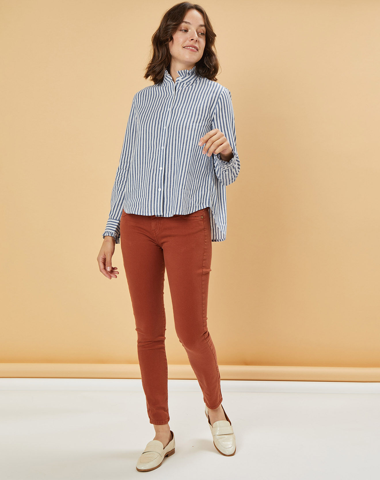 Acquaverde Jean slim 7/8 Scarlett camel