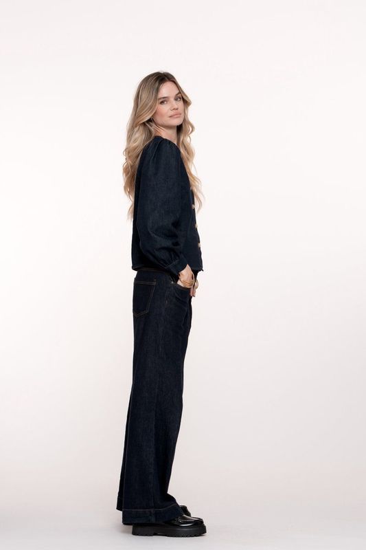 Geisha - 51521-10 - Flared Jeans - Dark Blue Denim Stonewash