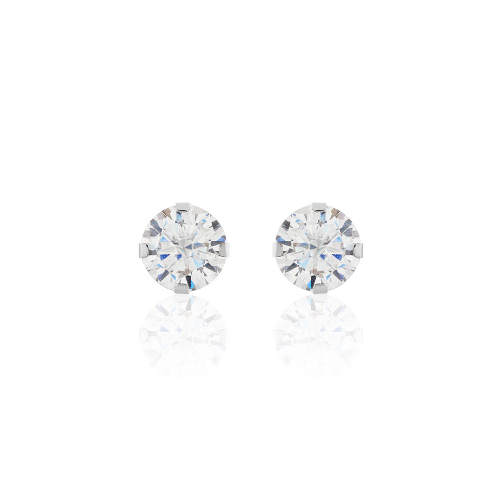 Boucles D'oreilles Puces Eddie Or Blanc Oxyde De Zirconium
