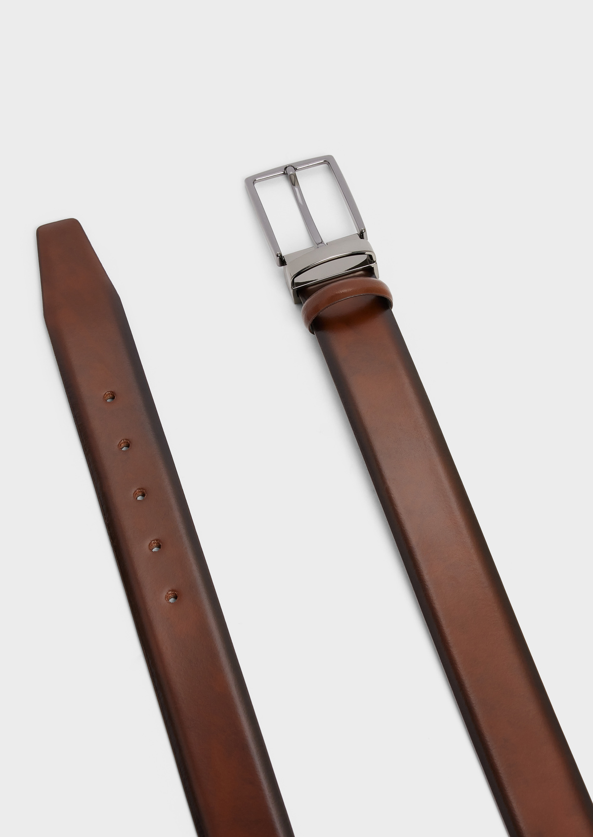 Ceinture ajustable en cuir lisse marron