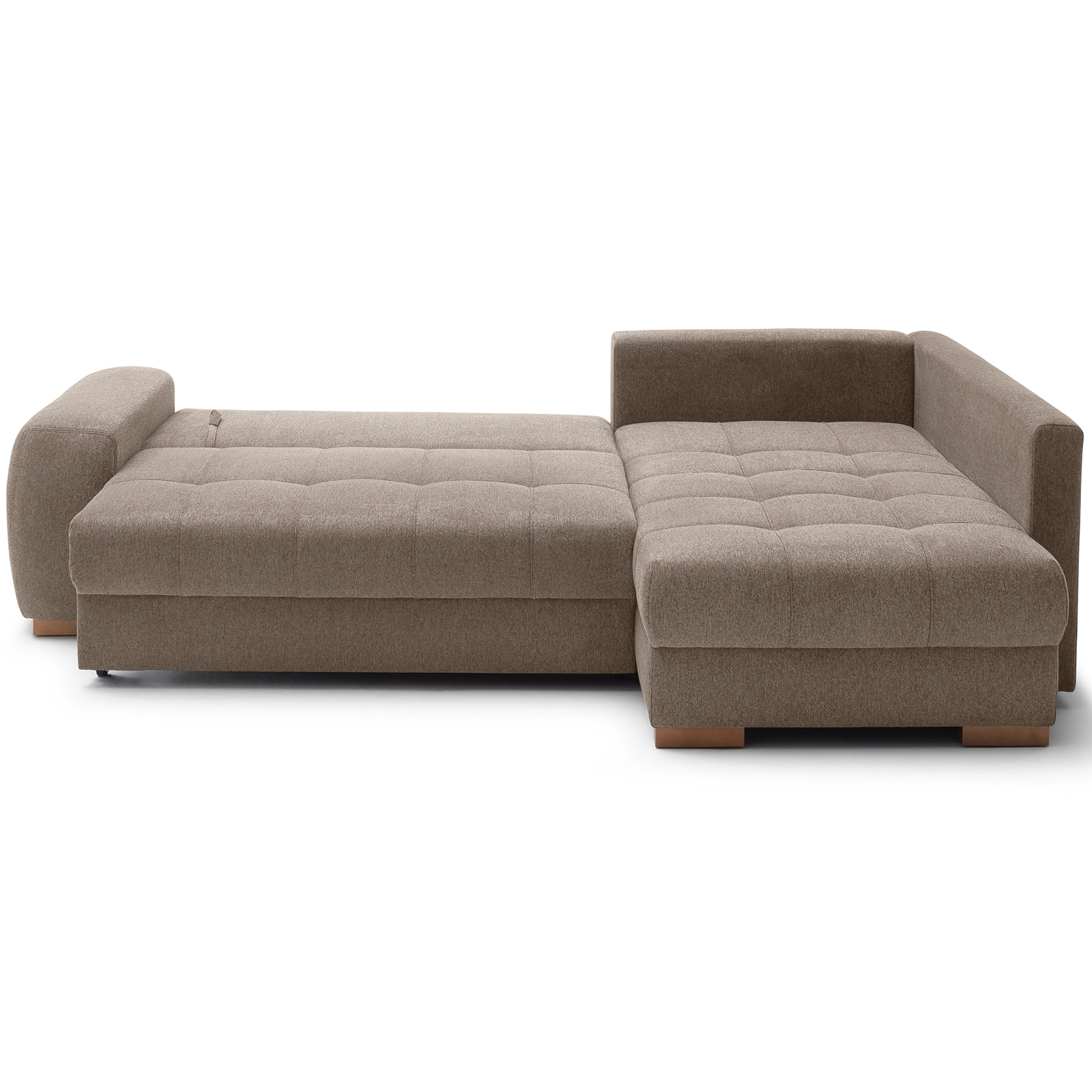 Ecksofa - taupe - Boxspringfederung - Liegefunktion - Holzfüße
