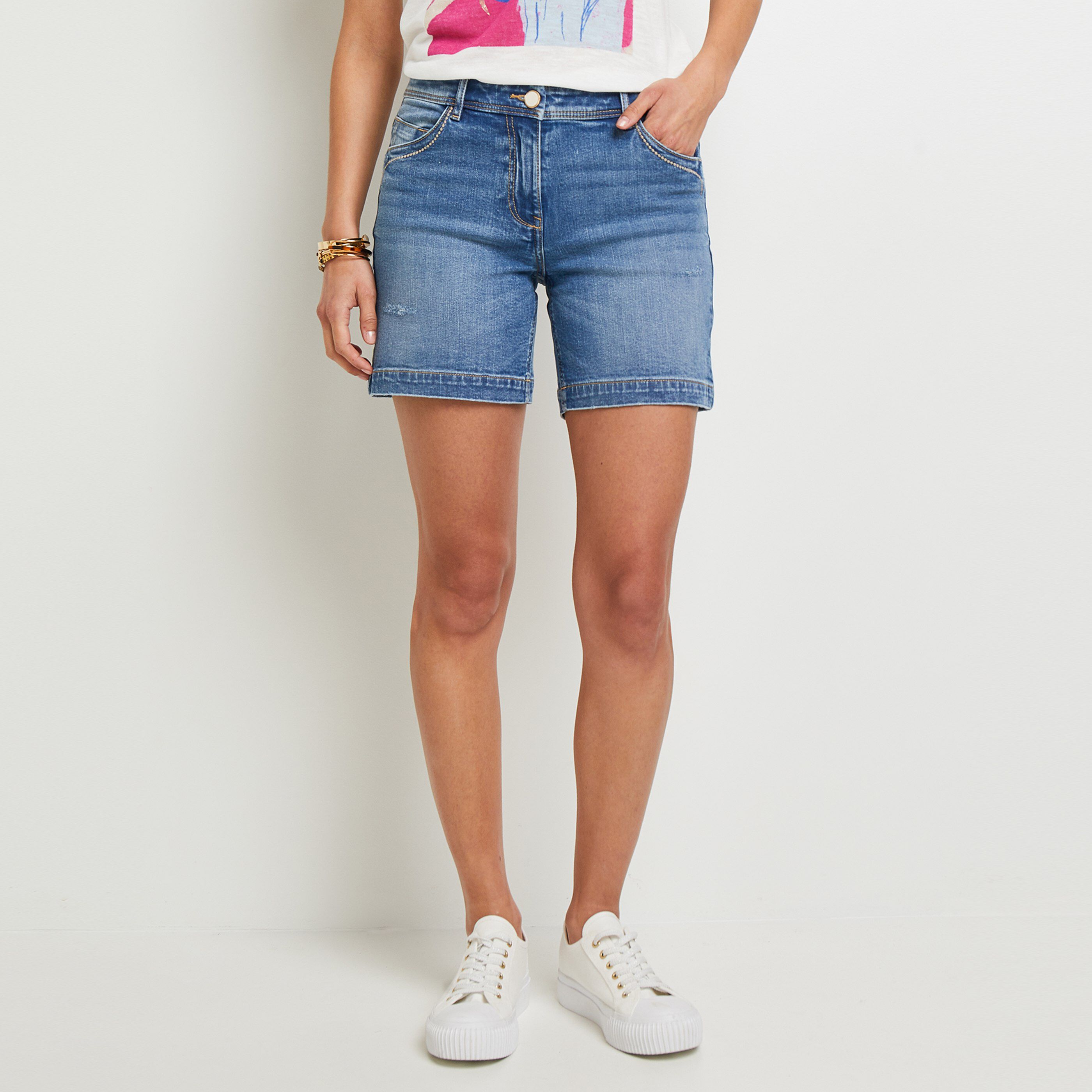 Short en jean femme BRAZIL - STONE